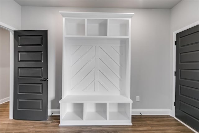 mudroom featuring dark hardwood / wood-style flooring