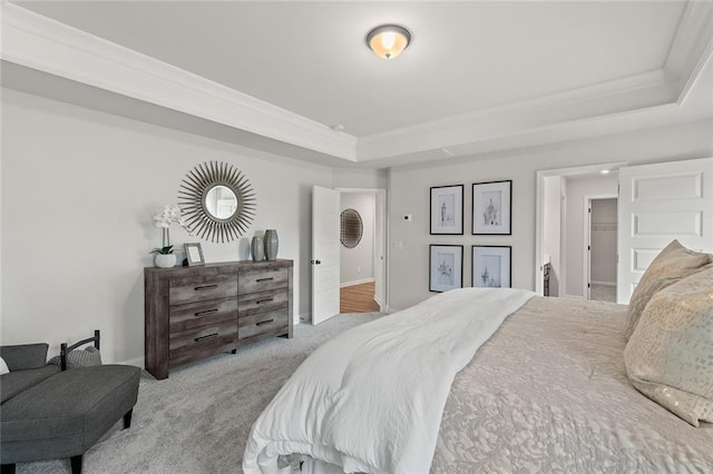 141 Wingate Dr, Auburn, GA 30680 - carpeted bedroom featuring a tray ceiling and crown molding