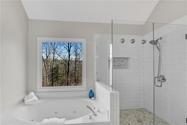 bathroom with plus walk in shower