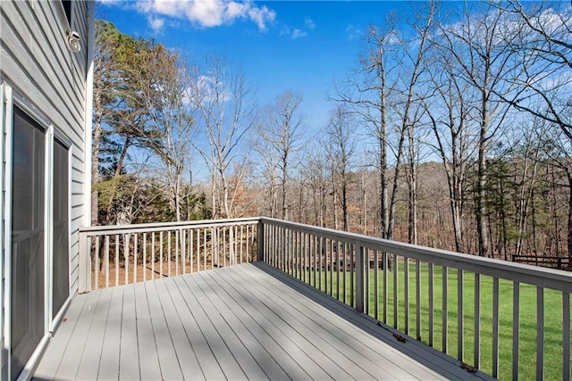 deck featuring a lawn