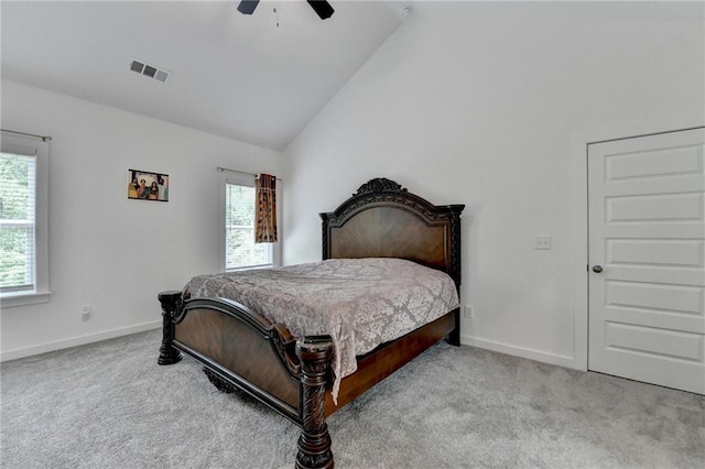 8125 Beryl Overlook, Gainesville, GA 30506 - carpeted bedroom with visible vents, ceiling fan, vaulted ceiling, and baseboards