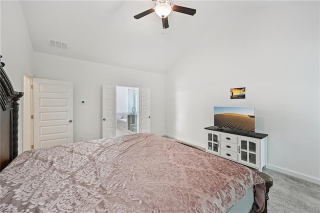 8125 Beryl Overlook, Gainesville, GA 30506 - carpeted bedroom featuring vaulted ceiling, baseboards, and ceiling fan