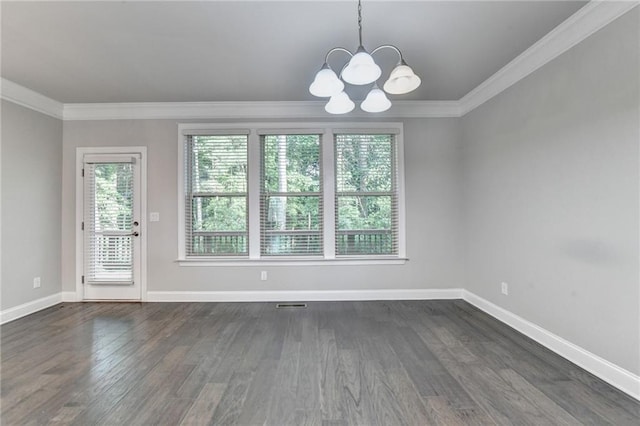 4232 Perimeter Park E Unit 110, Atlanta, GA 30341 - unfurnished room featuring a chandelier, crown molding, and dark wood-style floors