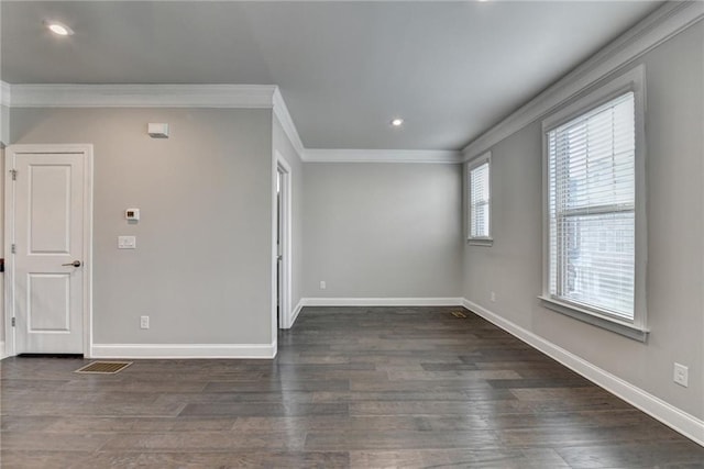 4232 Perimeter Park E Unit 110, Atlanta, GA 30341 - empty room with crown molding, dark wood finished floors, and recessed lighting