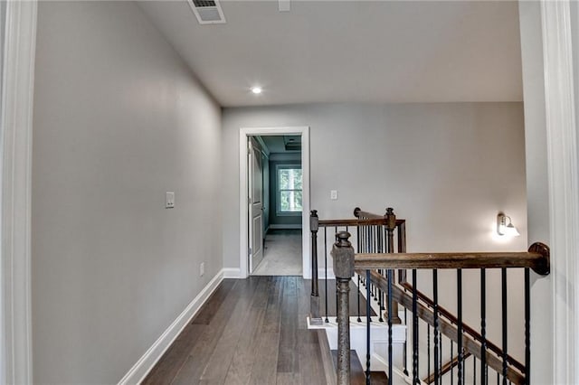 4232 Perimeter Park E Unit 110, Atlanta, GA 30341 - hall featuring an upstairs landing, dark wood-style floors, and recessed lighting