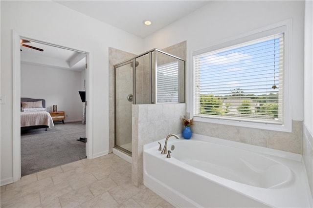 1998 Lakeview Bend Way, Buford, GA 30519 - full bathroom featuring a garden tub, a stall shower, ensuite bath, and recessed lighting