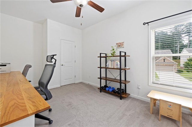 1998 Lakeview Bend Way, Buford, GA 30519 - carpeted home office featuring a ceiling fan and baseboards
