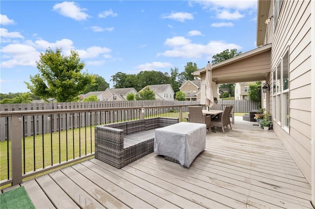 1998 Lakeview Bend Way, Buford, GA 30519 - wooden deck with outdoor dining space, a fenced backyard, outdoor lounge area, and a residential view