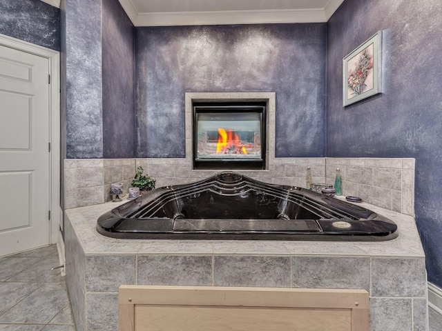 kitchen featuring light countertops and ornamental molding