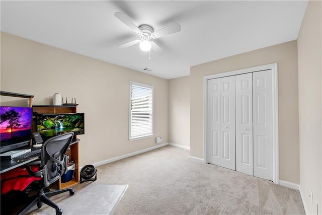 1712 Bonnabel Trce NE, Marietta, GA 30066 - carpeted office featuring ceiling fan and baseboards