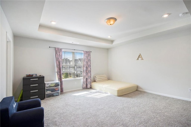 2517 Hedgeway Cir, Kennesaw, GA 30144 - bedroom with baseboards, carpet flooring, a raised ceiling, and recessed lighting