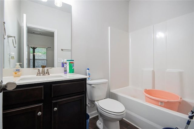 2517 Hedgeway Cir, Kennesaw, GA 30144 - full bath with toilet, vanity, shower / washtub combination, and baseboards