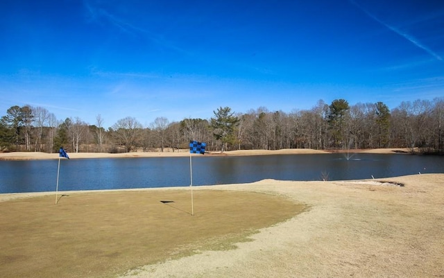 property view of water featuring a wooded view