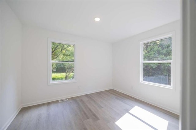 unfurnished room featuring light hardwood / wood-style floors and a healthy amount of sunlight