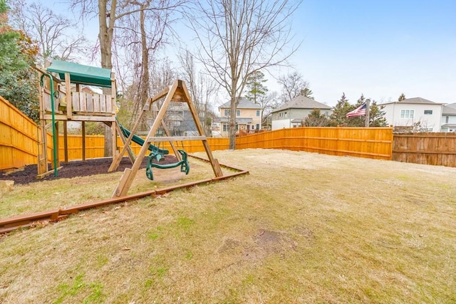 view of yard featuring a playground