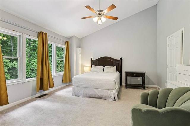208 Hembree Park Ter, Roswell, GA 30076 - bedroom featuring lofted ceiling, carpet, and a ceiling fan