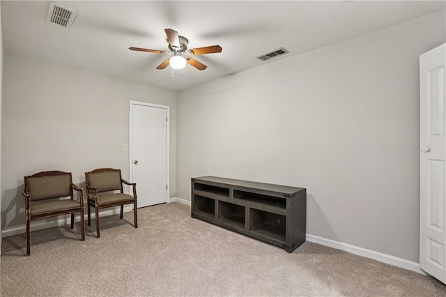 208 Hembree Park Ter, Roswell, GA 30076 - living area featuring a ceiling fan and light carpet