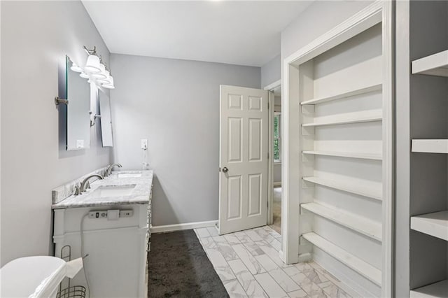 208 Hembree Park Ter, Roswell, GA 30076 - bathroom with double vanity and marble finish floors