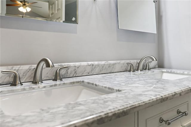 208 Hembree Park Ter, Roswell, GA 30076 - bathroom view of double vanity and a ceiling fan
