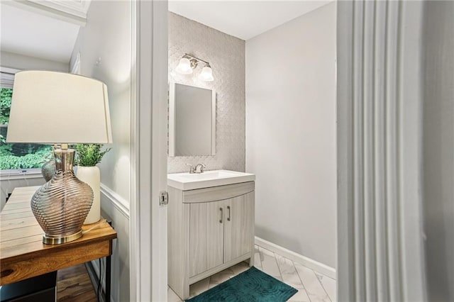 208 Hembree Park Ter, Roswell, GA 30076 - bathroom featuring marble finish floors and vanity