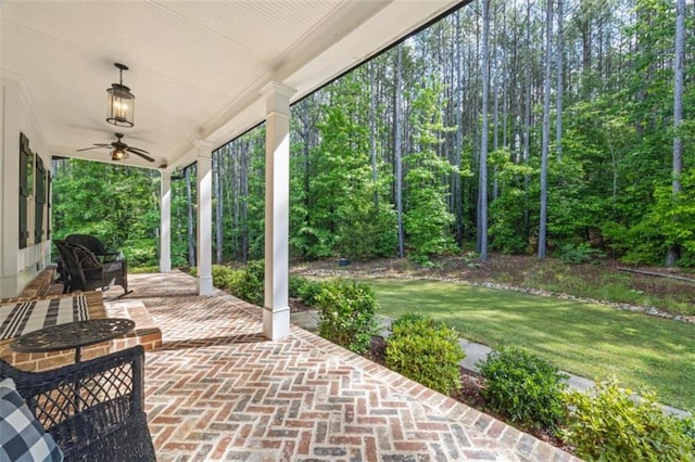 726 Swilling Rd, Eastanollee, GA 30538 - view of patio featuring ceiling fan