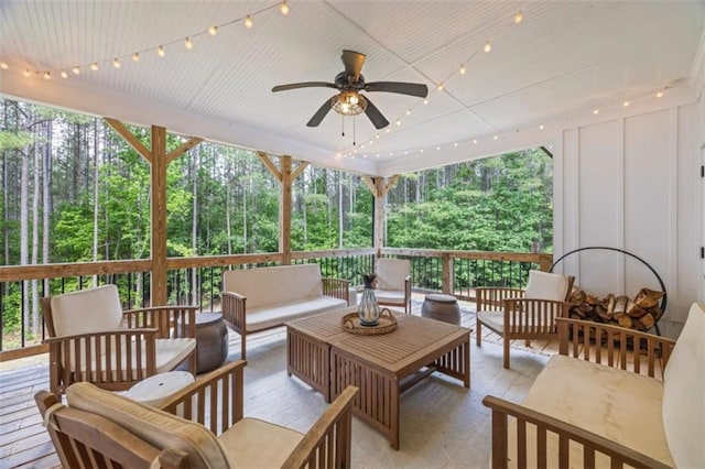 726 Swilling Rd, Eastanollee, GA 30538 - wooden deck with an outdoor living space and ceiling fan