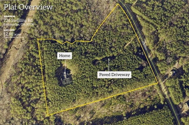 726 Swilling Rd, Eastanollee, GA 30538 - aerial view of property's location featuring property parcel outlined