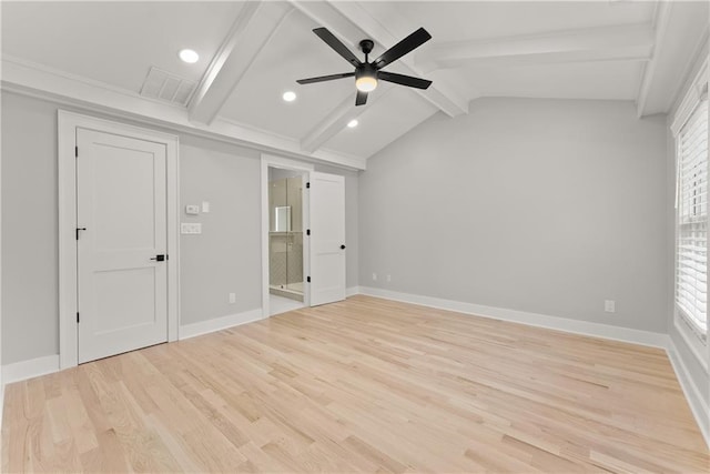 3932 Boston Common St, Suwanee, GA 30024 - unfurnished bedroom featuring light wood finished floors, baseboards, recessed lighting, connected bathroom, and a ceiling fan