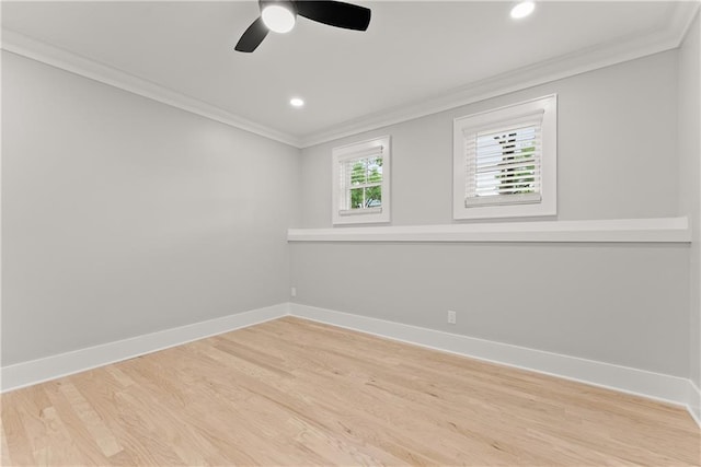 3932 Boston Common St, Suwanee, GA 30024 - unfurnished room featuring crown molding, baseboards, wood finished floors, ceiling fan, and recessed lighting