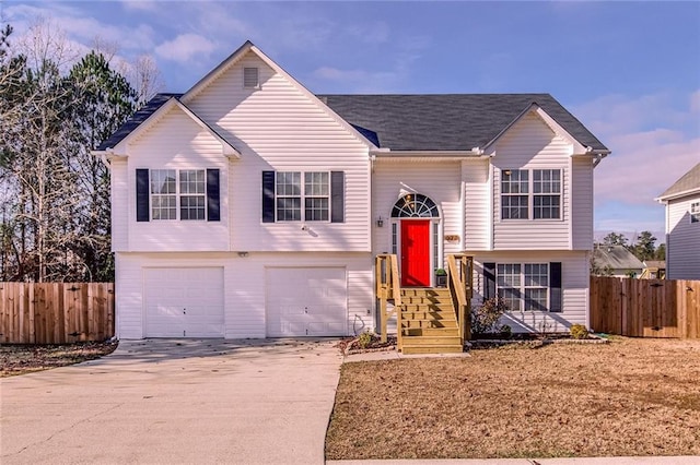 raised ranch with a garage