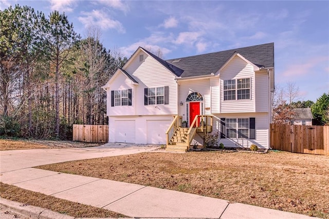 bi-level home with a garage