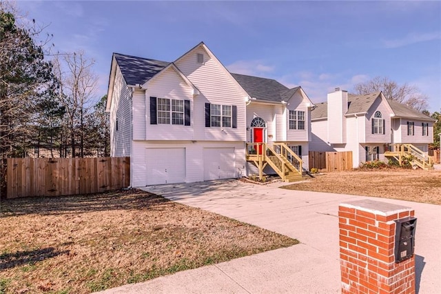 raised ranch with a garage