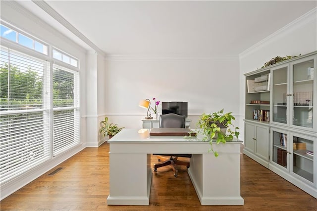 4108 Wyndam Hill Dr, Suwanee, GA 30024 - office area with crown molding and wood finished floors