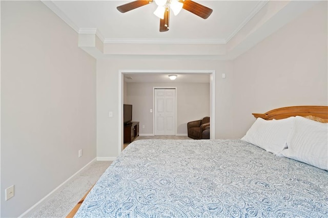 4108 Wyndam Hill Dr, Suwanee, GA 30024 - bedroom featuring light carpet, ornamental molding, and ceiling fan