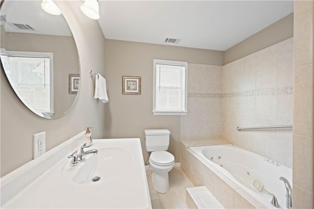 4108 Wyndam Hill Dr, Suwanee, GA 30024 - bathroom featuring a whirlpool tub, tile patterned floors, and vanity