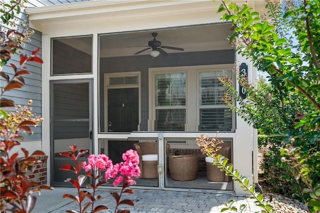 view of patio with ceiling fan