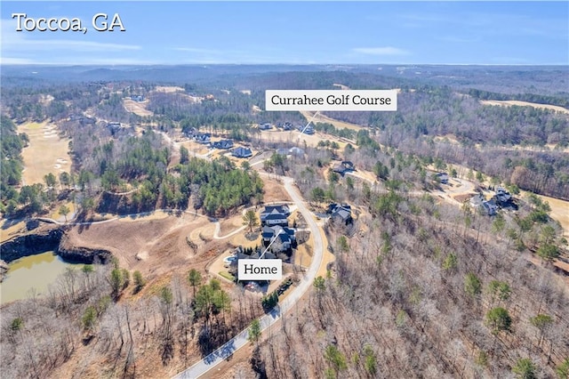 bird's eye view featuring a forest view