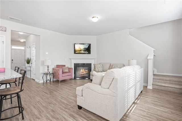 living room featuring wood-type flooring