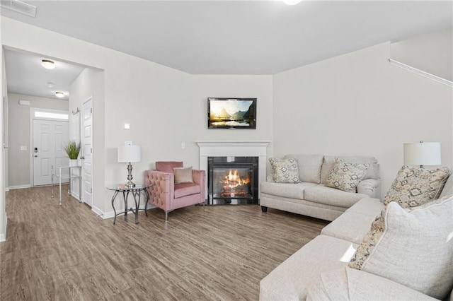 living room featuring hardwood / wood-style flooring