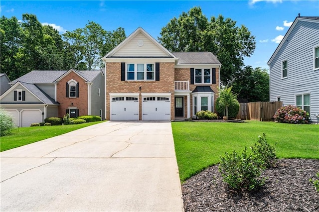 615 Rosedown Way, Alpharetta, GA 30022 - traditional home with brick siding, concrete driveway, and an attached garage
