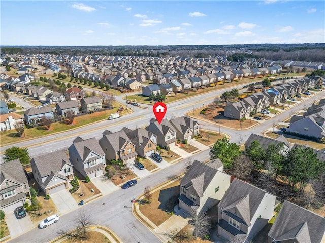 drone / aerial view with a residential view