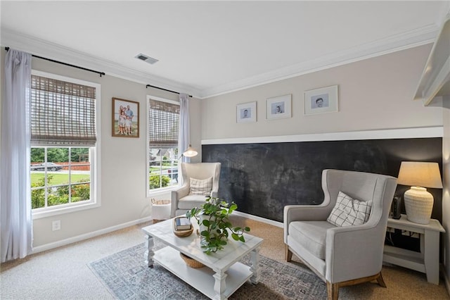 121 Bradshaw Park Dr, Woodstock, GA 30188 - sitting room with crown molding, baseboards, and carpet flooring