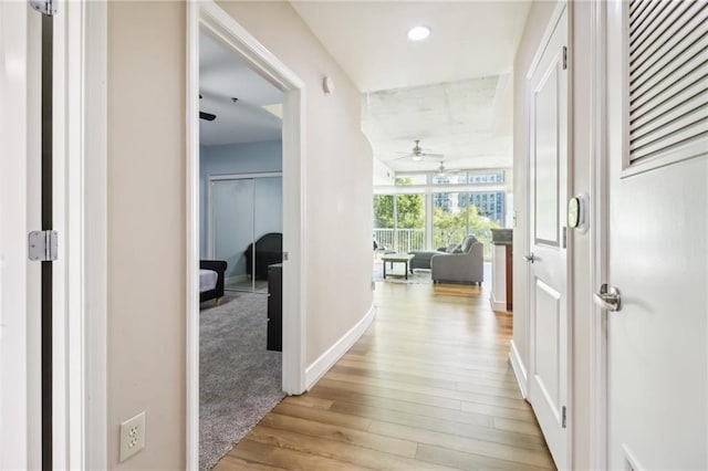 corridor featuring light hardwood / wood-style flooring