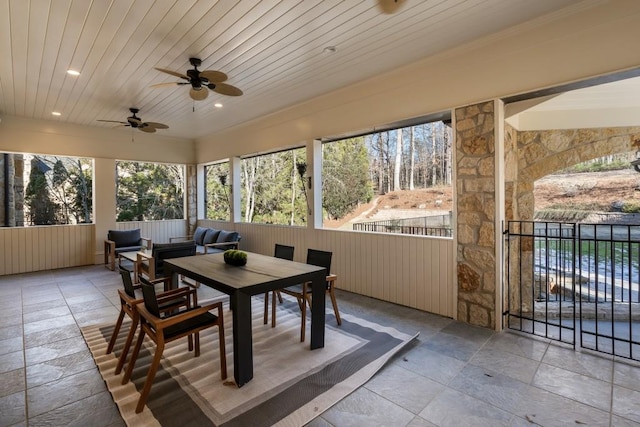 sunroom / solarium with wooden ceiling