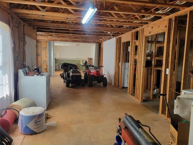 basement with water heater