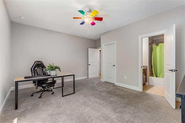 504 S Westminster Way NE, Atlanta, GA 30307 - home office with carpet, ceiling fan, and baseboards