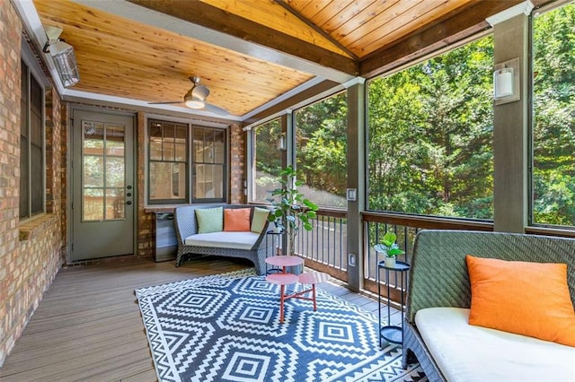 504 S Westminster Way NE, Atlanta, GA 30307 - sunroom / solarium featuring ceiling fan and vaulted ceiling