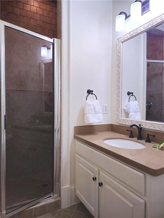 1632 Brookhaven Close NE, Brookhaven, GA 30319 - full bathroom featuring a stall shower, vanity, and tile patterned flooring