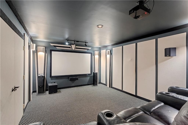 1632 Brookhaven Close NE, Brookhaven, GA 30319 - cinema room featuring carpet flooring and rail lighting