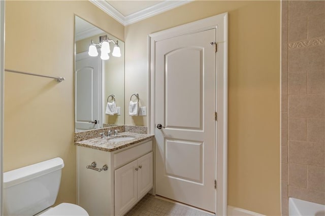 1632 Brookhaven Close NE, Brookhaven, GA 30319 - bathroom featuring crown molding, toilet, and vanity